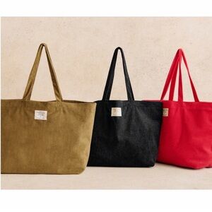 Sézane Red Corduroy-Like Fabric tote bag